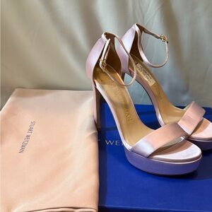 Stuart Weitzman Lilac Dyed Satin Heels 6.5